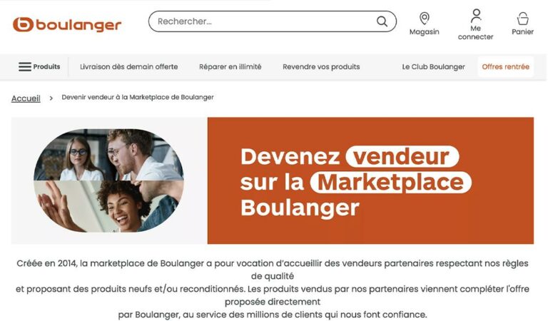 Interface du site Boulanger