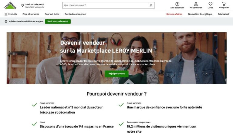 Interface page marketplace Leroy Merlin