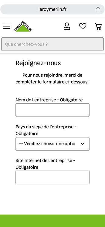 Interface mobile Leroy Merlin